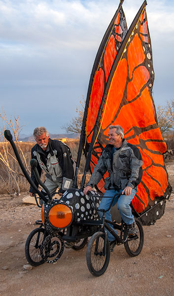 Butterfly double bicycle.